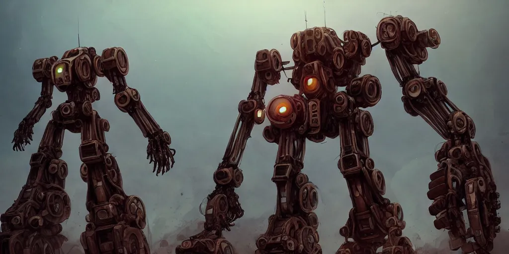 an abandoned titan mech in the ground, mecha, veins, | Stable Diffusion ...