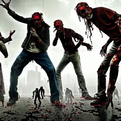 Image similar to zombies crumping in a post - apocalyptic dystopian city
