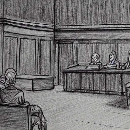 Image similar to elmo in court. pencil court sketch. intricate. highly professionally detailed.