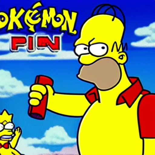 Prompt: homer simpson in the artstyle of pokemon ( 1 9 9 7 )