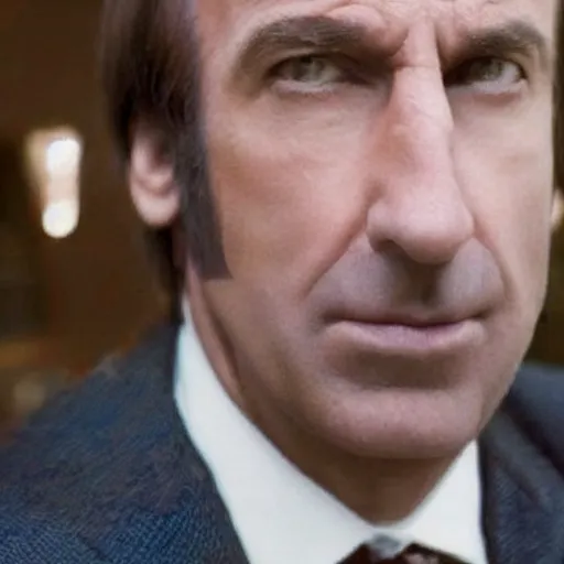 Image similar to zoomed in cameraphone photo low resolution Saul Goodman selfie