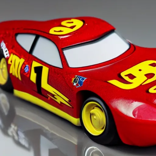 Prompt: detail marble sculpture of Lightning McQueen , full view, high detail