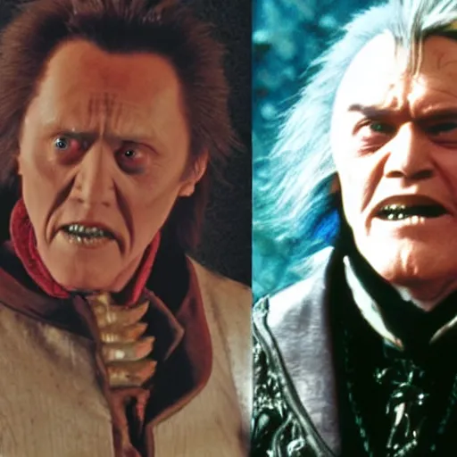 Image similar to How to be a Half-Orc Bard in D&D, by Christopher Walken and Jack Nicholson.