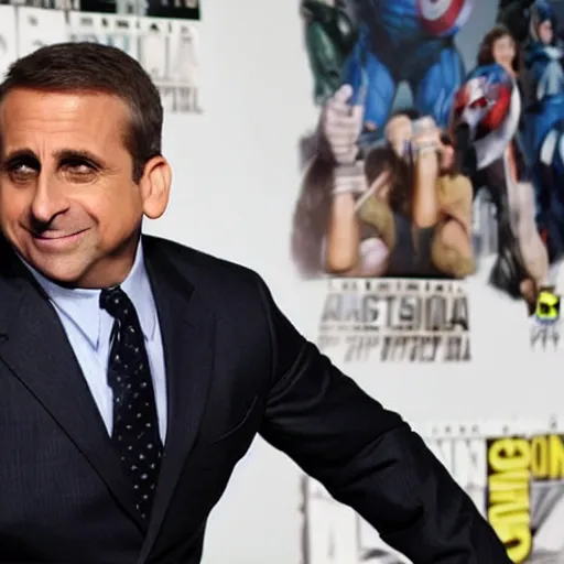 Image similar to Steve Carell playing captain America