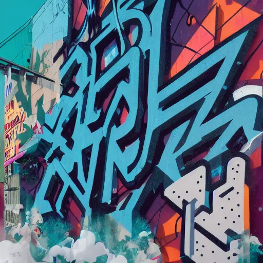 Prompt: matte painting of berner, weed, miami, graffiti, hard edges, geometric 3 d shapes, deep blue, street art, asymmetrical, marijuana, smoke, highly detailed masterpiece by sachin teng x supreme, trending on artstation : 5