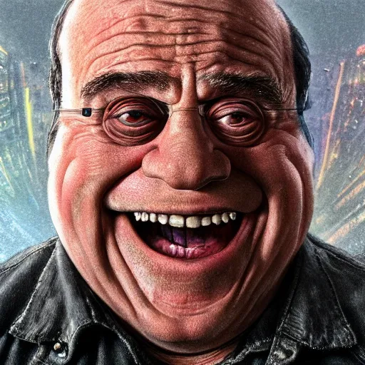 Prompt: hyperrealistic mixed media high resolution image of Danny DeVito in Total Recall as an alien, stunning 3d render inspired art by István Sándorfi and Greg Rutkowski and Unreal Engine, perfect symmetry, dim volumetric lighting, 8k octane beautifully detailed render, post-processing, extremely hyper-detailed, intricate, epic composition, highly detailed attributes, highly detailed atmosphere, full body shot, cinematic lighting, masterpiece, trending on artstation, very very detailed, masterpiece, stunning, flawless structure, lifelike texture, perfection,