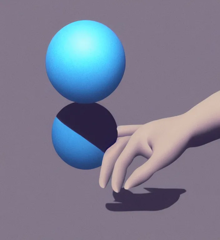 Prompt: a blue ball on a table, digital illustration by Ash Thorp