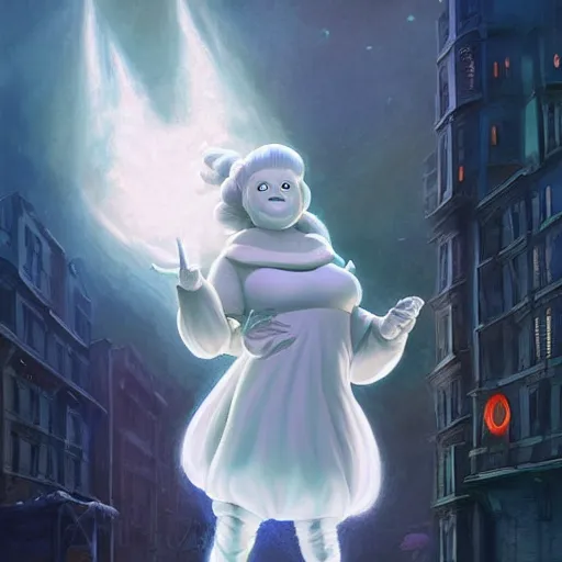 Prompt: Mooglie the friendly ghost from Ghostbusters, by Mandy Jurgens