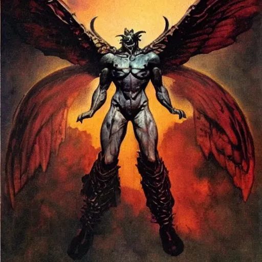 Prompt: winged demon by Frank Frazetta,fantasy artwork,bold,striking,masterpiece!!!!!!!!!!!!!!!!!!!