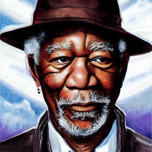 Prompt: final fantasy style portrait of Morgan Freeman