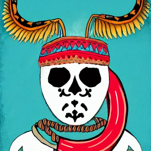 Image similar to skullfaced mexican vaquero, persian folklore illustration