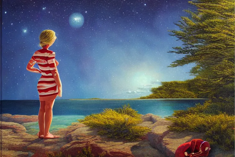 Image similar to Where's Waldo in Jupiter, beautiful, national geographic, very detailed, astrophotography, oil painting, canvas, Sandra Pelser, Jeff Lyons, Edward Hopper