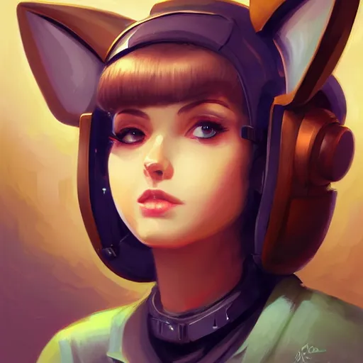 Prompt: portrait of a cute young woman with robot ears, 4k, sharp focus, 1980, Andreas Rocha