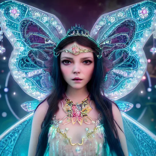 Image similar to portrait of fairy princess, glowing, ornate and intricate jewelry, jaw dropping beauty, glowing background lighting, white accent lighting, hyper detailed, fairy tale, 4 k octane render