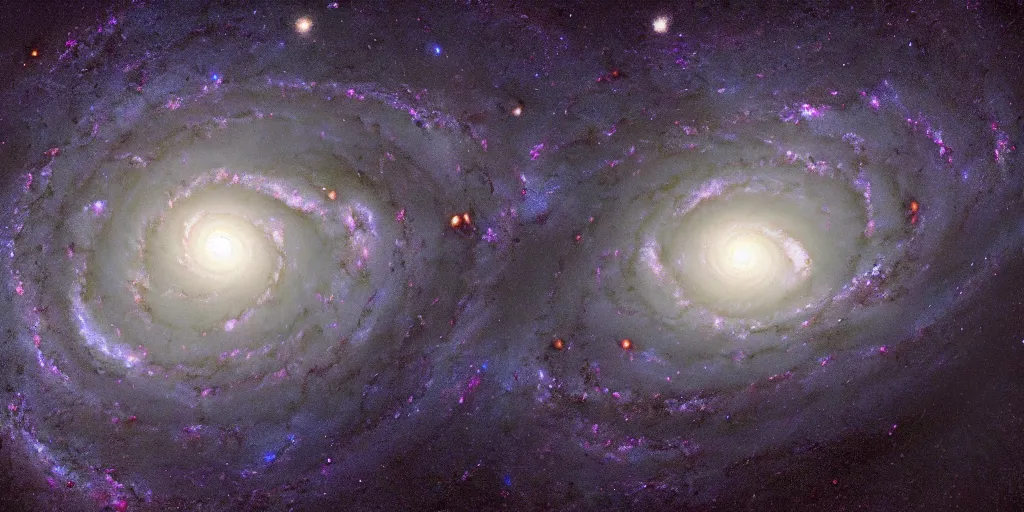 Prompt: view of the spiral galaxy, one galaxy, dark sky, deep space, milky way, kodak gold 2 0 0, unreal engine 5