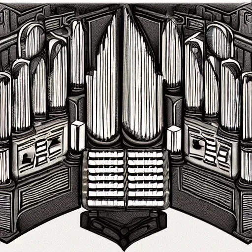 Image similar to 2.5d pipe organ video game concept art, unique, organic, award winning