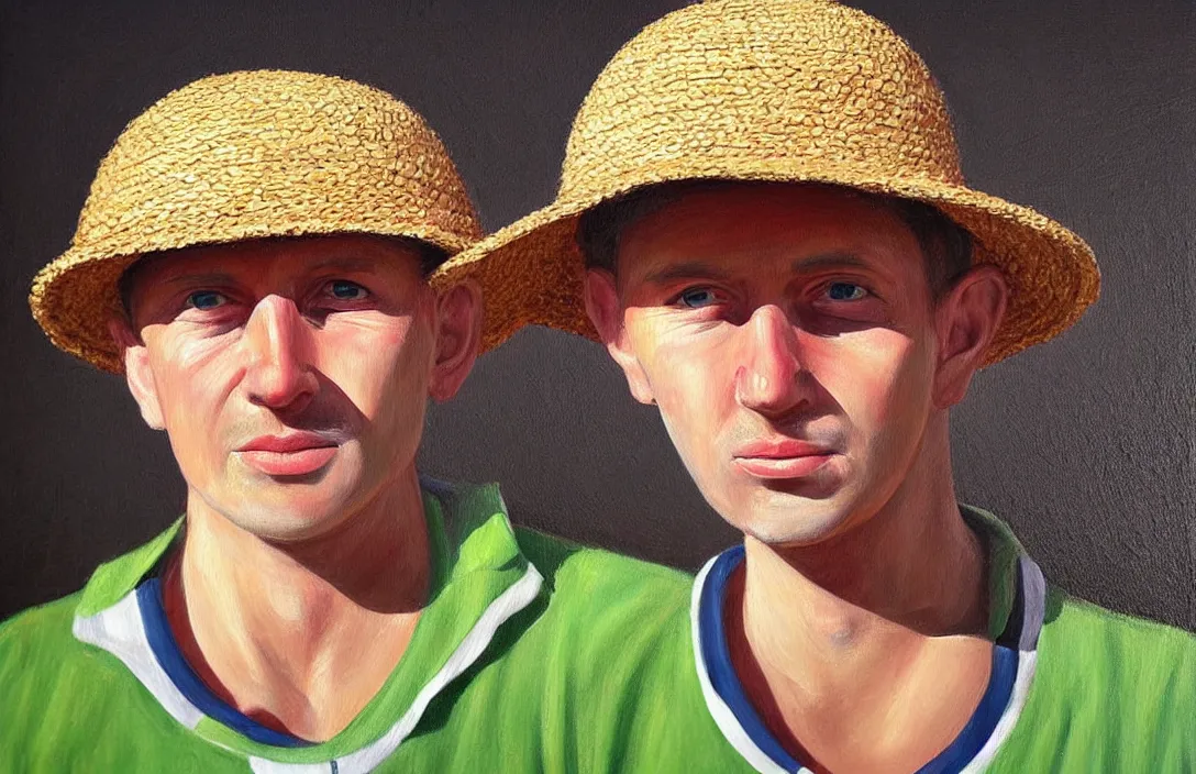 Image similar to english football fan in a sun hat!!!!!!!!!!!!!!!!!!!!!!!!!!!, detailed face, detailed painting, flat lighting by alberto mielgo