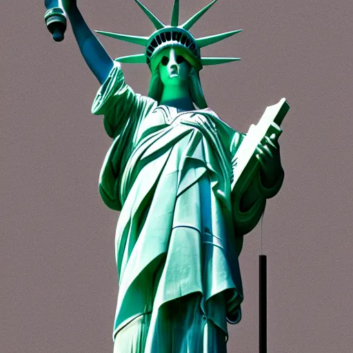 Image similar to Hatsune Miku as the Statue of Liberty