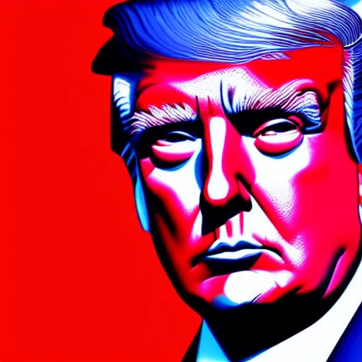 Prompt: synthwave, chromatic, Donald Trump face, detailed face, high resolution