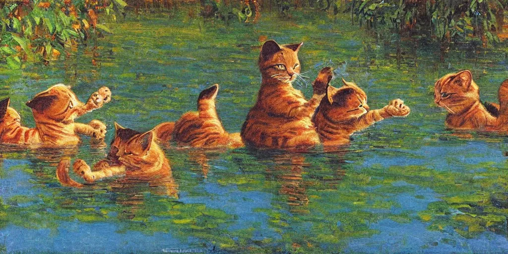 Image similar to cats swimming in a sri lankan lake by Nizovtsev, Victor