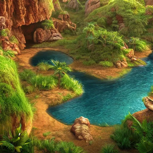 Prompt: photorealistic cinematic land before time scene. hyperdetailed photorealism, 1 0 8 megapixels, amazing depth, high resolution, 3 d shading, 3 d finalrender, 3 d cinematic lighting, glowing rich colors, powerful imagery, artstation concept art.