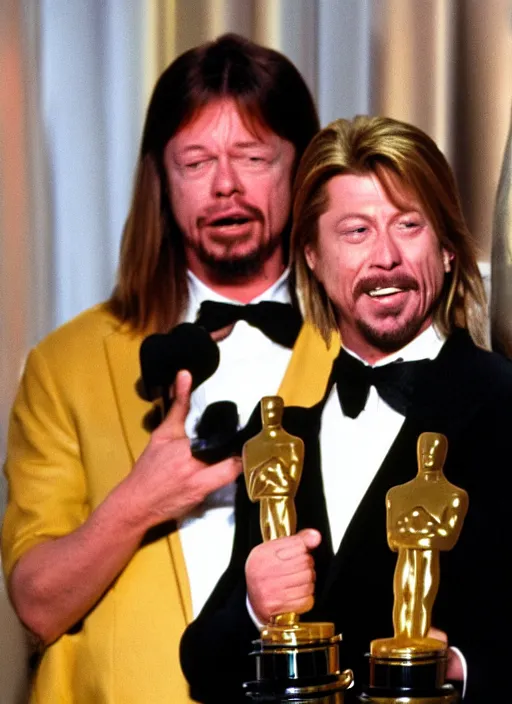 Image similar to a photograph of Joe Dirt winning an oscar