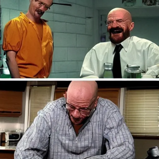 Image similar to walter white is very happy