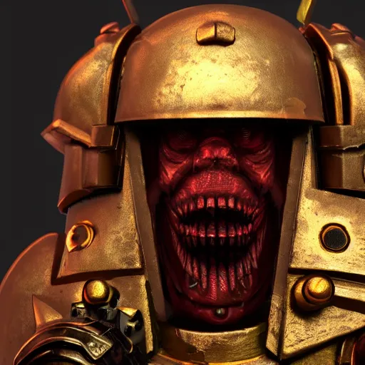 Image similar to very sad crying guardsman in a space hulk from warhammer 4 0 k darktide : : octane render, unreal engine 5, cinematic lighting : : face close up, crying eyes