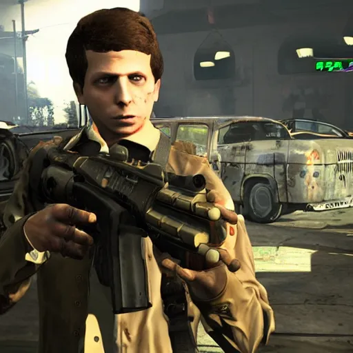 Image similar to michael cera in black ops 2 zombies, hd screenshot