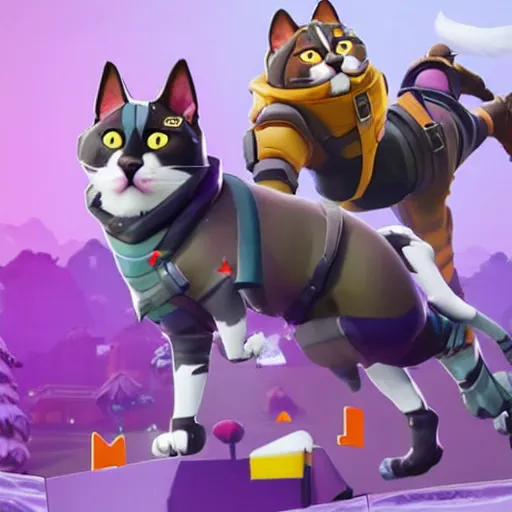 Image similar to a cat as a fortnite character