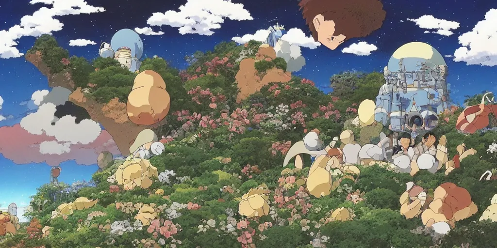 Image similar to The birth of all creation, super wide angle, by Studio Ghibli