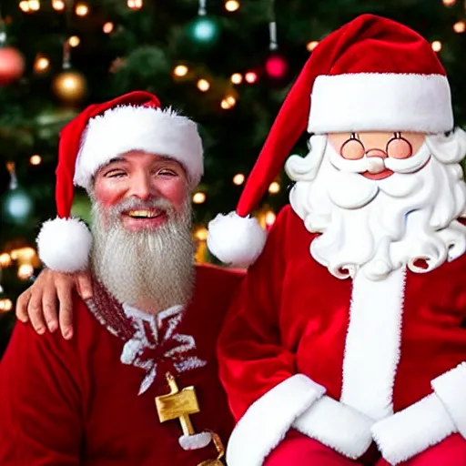 Image similar to Santa and Jesus are friends