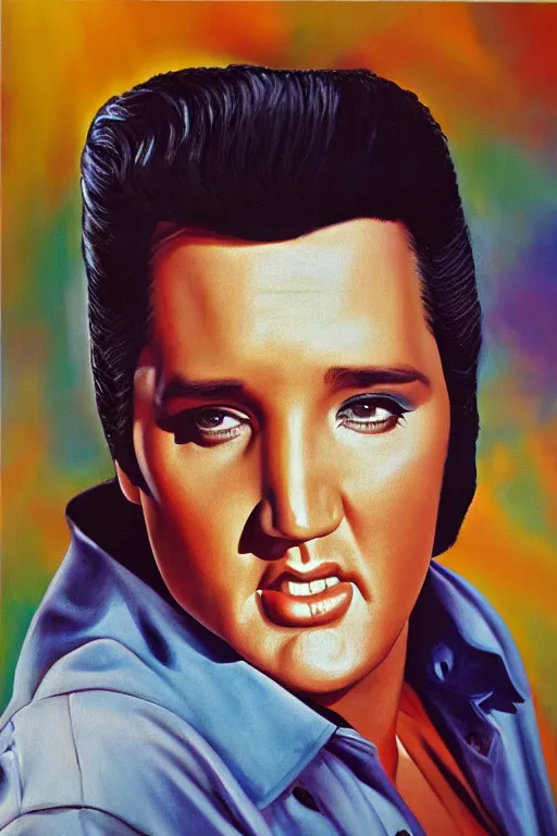 Image similar to film still of elvis presley on seinfeld, seinfeld, oil on canvas, intricate, portrait, 8 k highly professionally detailed, hdr, cgsociety