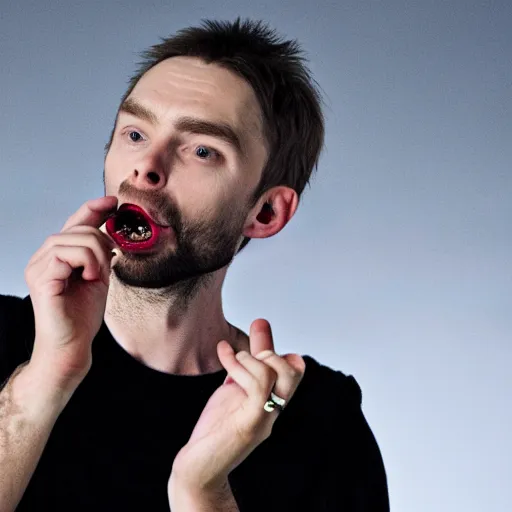Image similar to thom york eating magic