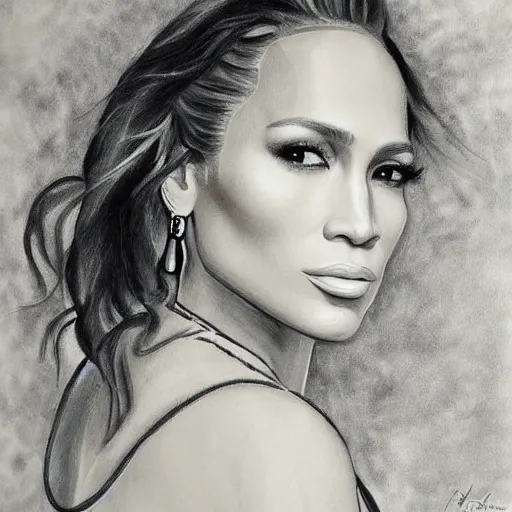 Image similar to j - lo portrait in the style of anna tokarska, by anna tokarska