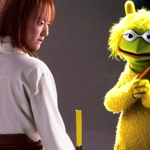Prompt: Kill Bill starring the Muppets, photo, 4k, detailed