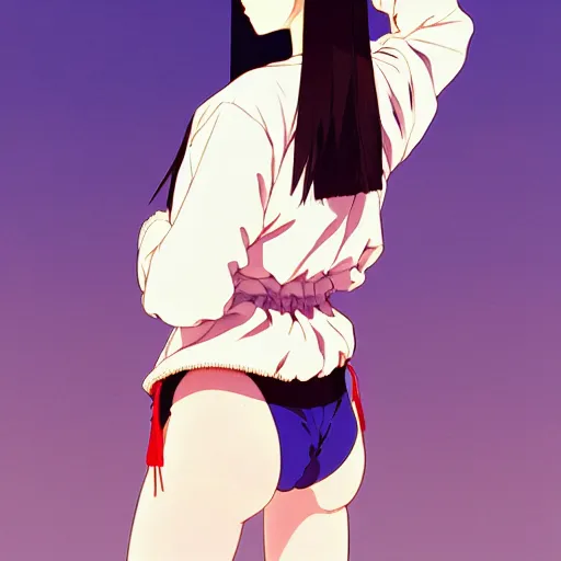 Image similar to a beautiful japanese natalie portman gravure model, wearing oversized native designer bomber jacket and leotard with overalls, bulky poofy bomber jacket with mesoamerican patterns, mesoamerican native street fashion, gapmoe yandere grimdark, trending on pixiv fanbox, painted by greg rutkowski makoto shinkai takashi takeuchi studio ghibli, akihiko yoshida