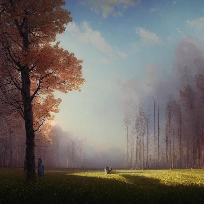 Image similar to a beautiful painting of spring at chernobyl by ivan aivazovsky and zdzisław beksinski and rene magritte and greg rutkowski and james gurney, in style of digital art. hyper detailed, sharp focus, soft light. octane render. ray tracing. trending on artstation