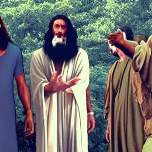 Prompt: Moses vs Jesus in an epic free-style rap-battle