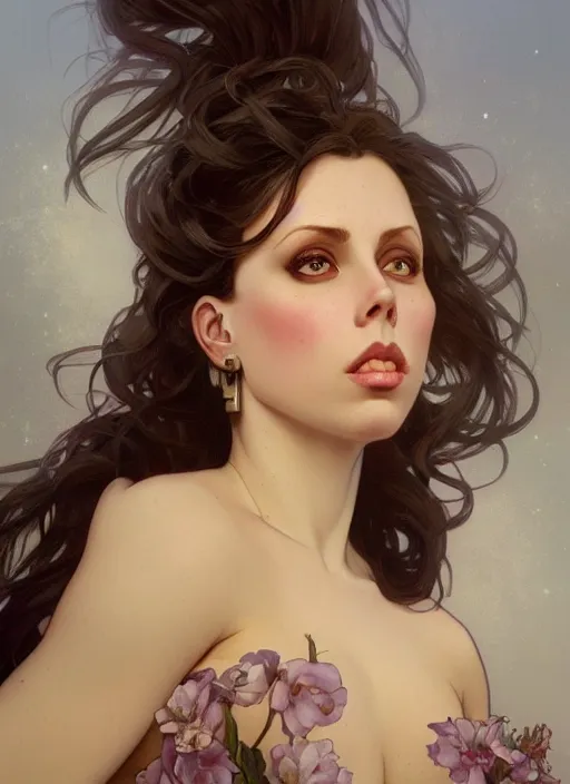 Prompt: beautiful portrait of gianna michaels, by magali villeneuve and greg rutkowski and artgerm and alphonse mucha, intricate, elegant, highly detailed, photorealistic, trending on artstation, trending on cgsociety, 8 k, sharp focus