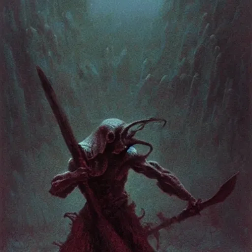 Image similar to dark elf executioner concept, beksinski