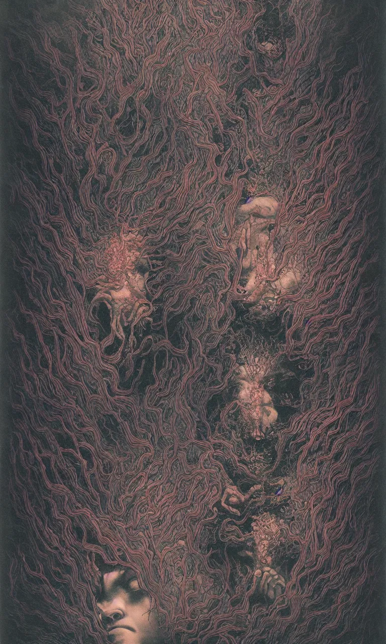 Image similar to 中 元 节, 中 国 鬼 节, king of hell, inside page of comic book, psychedelic lights and fog, in the style of zdzislaw beksinski, ayami kojima, takato yamamoto, barclay shaw, karol bak, glowing light and shadow, hyperrealist