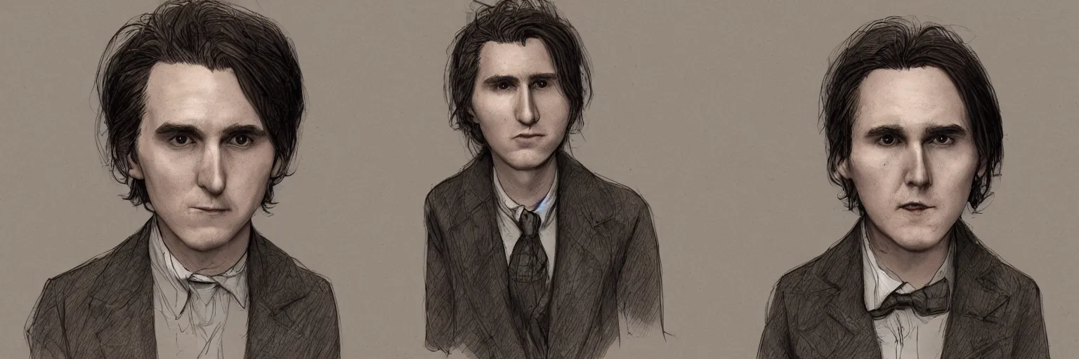 Prompt: character study of paul dano and tim burton, clear faces, emotional, character sheet, fine details, concept design, contrast, kim jung gi, pixar and da vinci, trending on artstation, 8 k, full body and head, turnaround, front view, back view, ultra wide angle