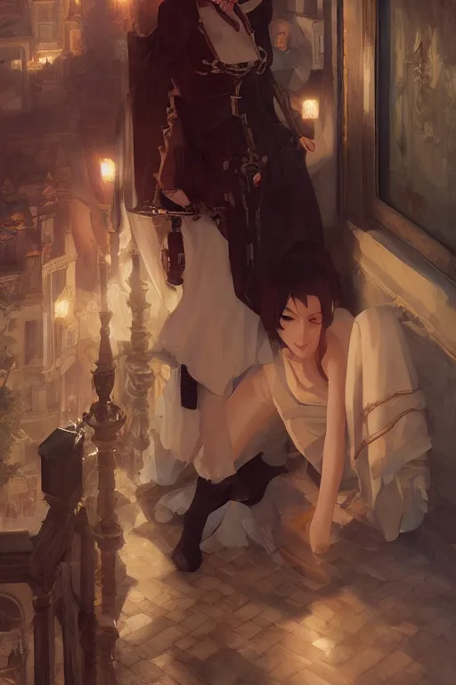 Prompt: legend of a spanish dona, historical setting, soft lighting, atmospheric, cinematic, moody, in the style of ilya kuvshinov and range murata, krenz cushart, oil on canvas, 8 k