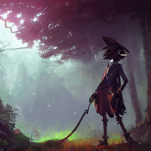 Prompt: concept art painting of an anthropomorphic crow person with steampunk clothes, in the deep forest, realistic, detailed, cel shaded, in the style of makoto shinkai and greg rutkowski and james gurney