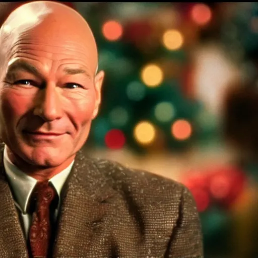 Prompt: a film still of patrick stewart in the movie jingle all the way