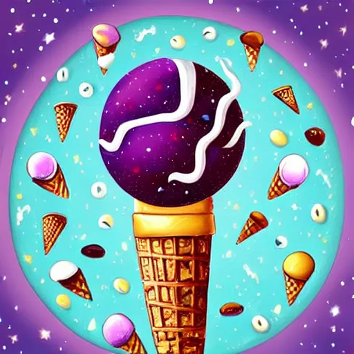 Image similar to the ice cream galaxy, realistic fantasy illustration