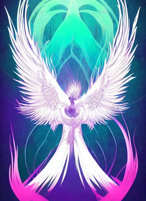 Image similar to white phoenix on salt crystals simple background simplified stylised poster art neat graphic design style holistic on purple flames