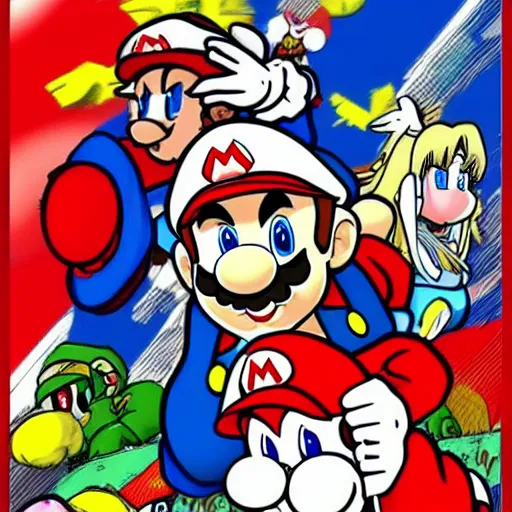 Image similar to Mario in Japanese anime style of 1990s, cartoon cinematic