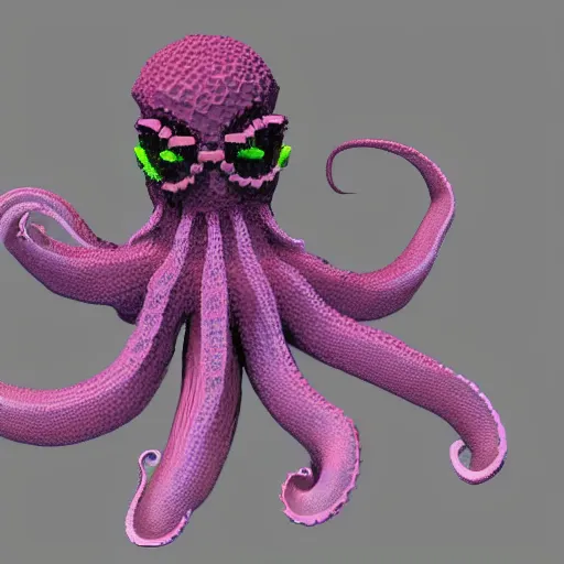 Image similar to octopus voxel art, octopus with many tentacles, voxels, artstation, well lit hd render